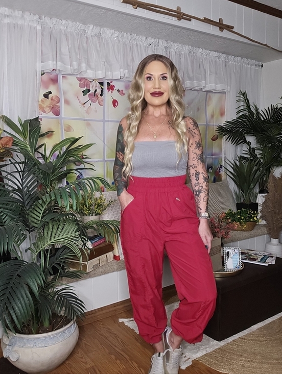 Zenana Outfitters Pants - Burgundy Windbreaker Joggers